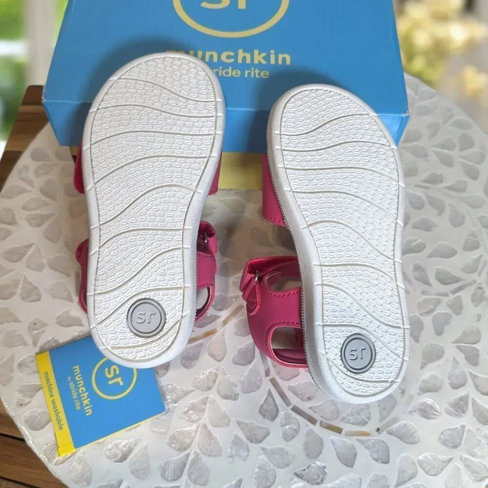 Stride Rite Jade Pink Glitter Flower Sandals Toddler Girls Size 9M EU 25